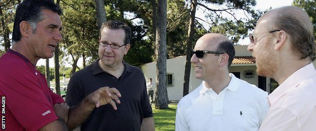 The three Glazer brothers visit a Manchester United training session