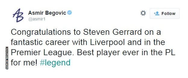 Asmir Begovic tweet