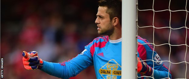 Lukasz Fabianski issues instructions to his defenders