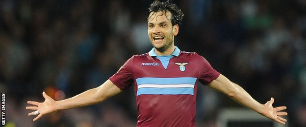 Marco Parolo celebrates scoring for Lazio