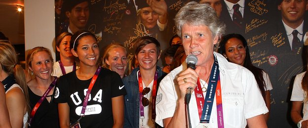 Pia Sundhage talks after the 2012 Olympics