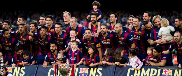 Barcelona celebrate with La Liga trophy