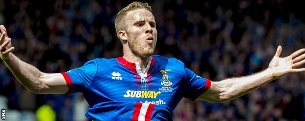 Marley Watkins celebrates scoring at Hampden