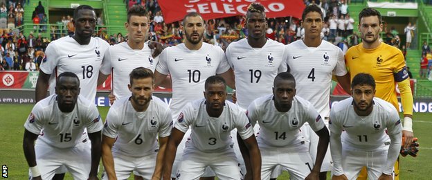 France's starting line up for the friendly against Portugal