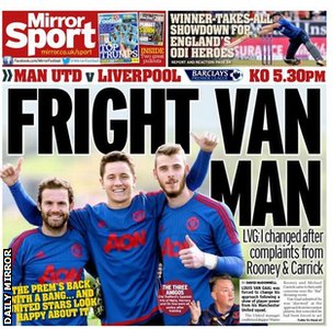 Saturday's Daily Mirror back page