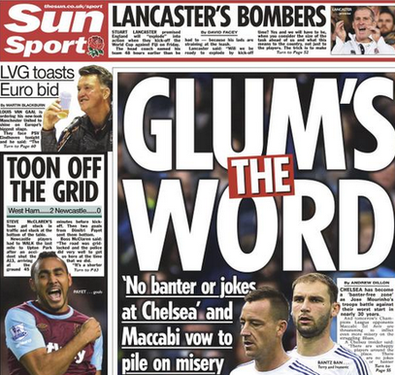 The back page of Tuesday's Sun focuses on 'no banter or jokes at Chelsea'