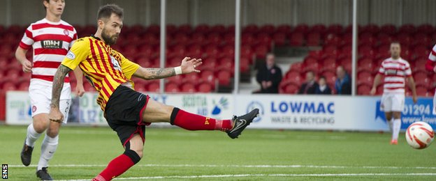 Jordan McMillan scores for Partick Thistle against Hamilton Academical