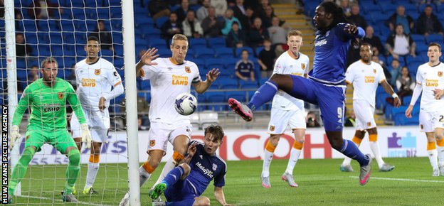 Striker Kenwyne Jones almost pulled a goal back for Cardiff City against Hull