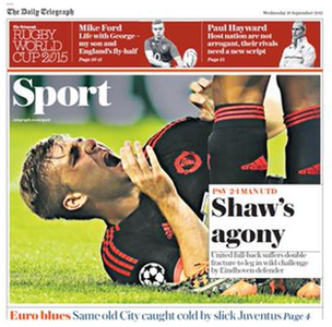 The Daily Telegraph report on Luke Shaw's agony in Eindhoven