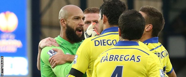 Diego Costa and Tim Howard 