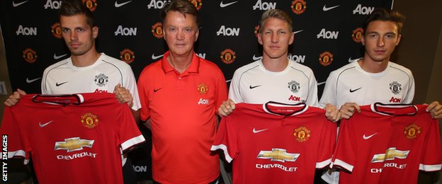 Morgan Schneiderlin (left), Bastian Schweinsteiger and Matteo Darmian all joined Man Utd this summer