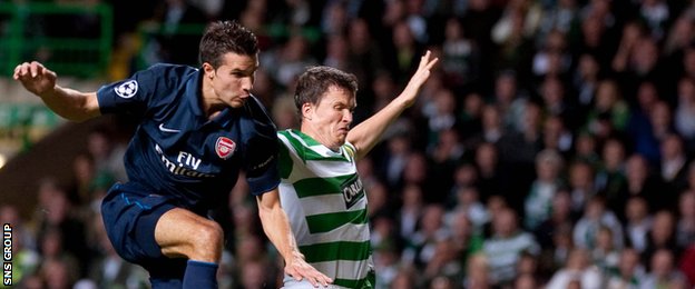 Robin van Persie played at Celtic Park for Arsenal in 2009